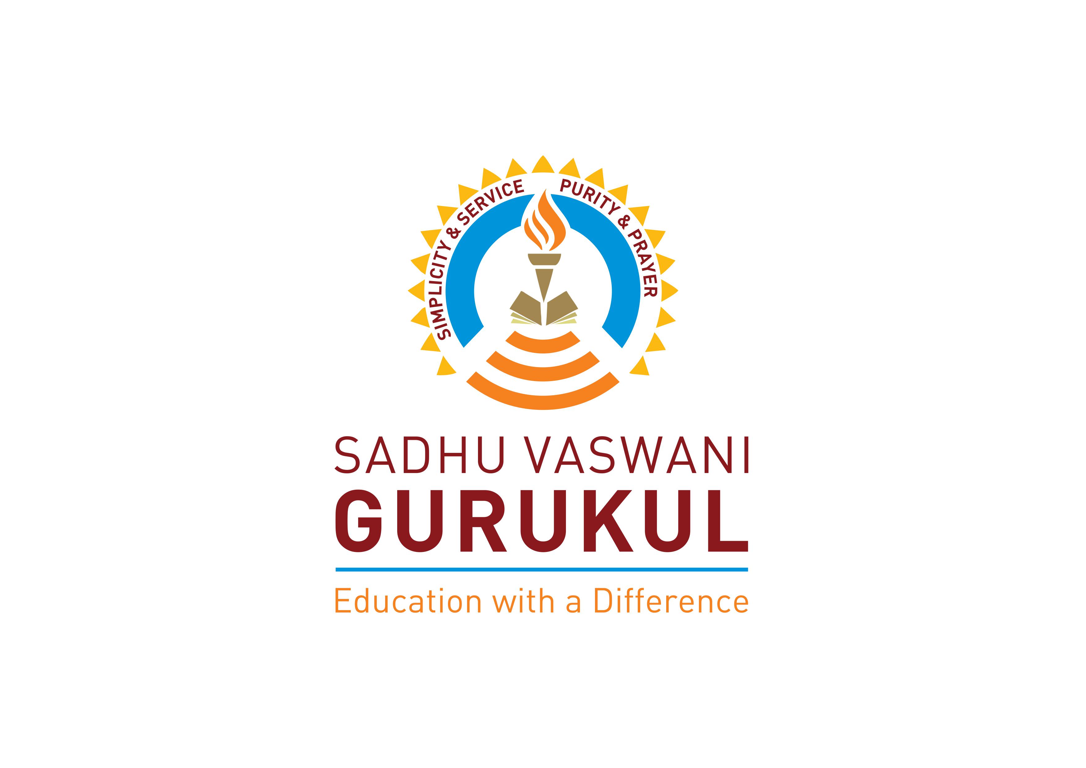 School logo with a red lotus and text 'Sadhu Vaswani'